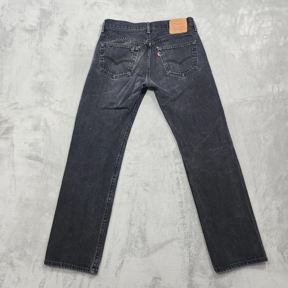 Levi's 501 Jeans Mens 32x30* Black Charcoal Wash Button Fly Straight Leg Denim
